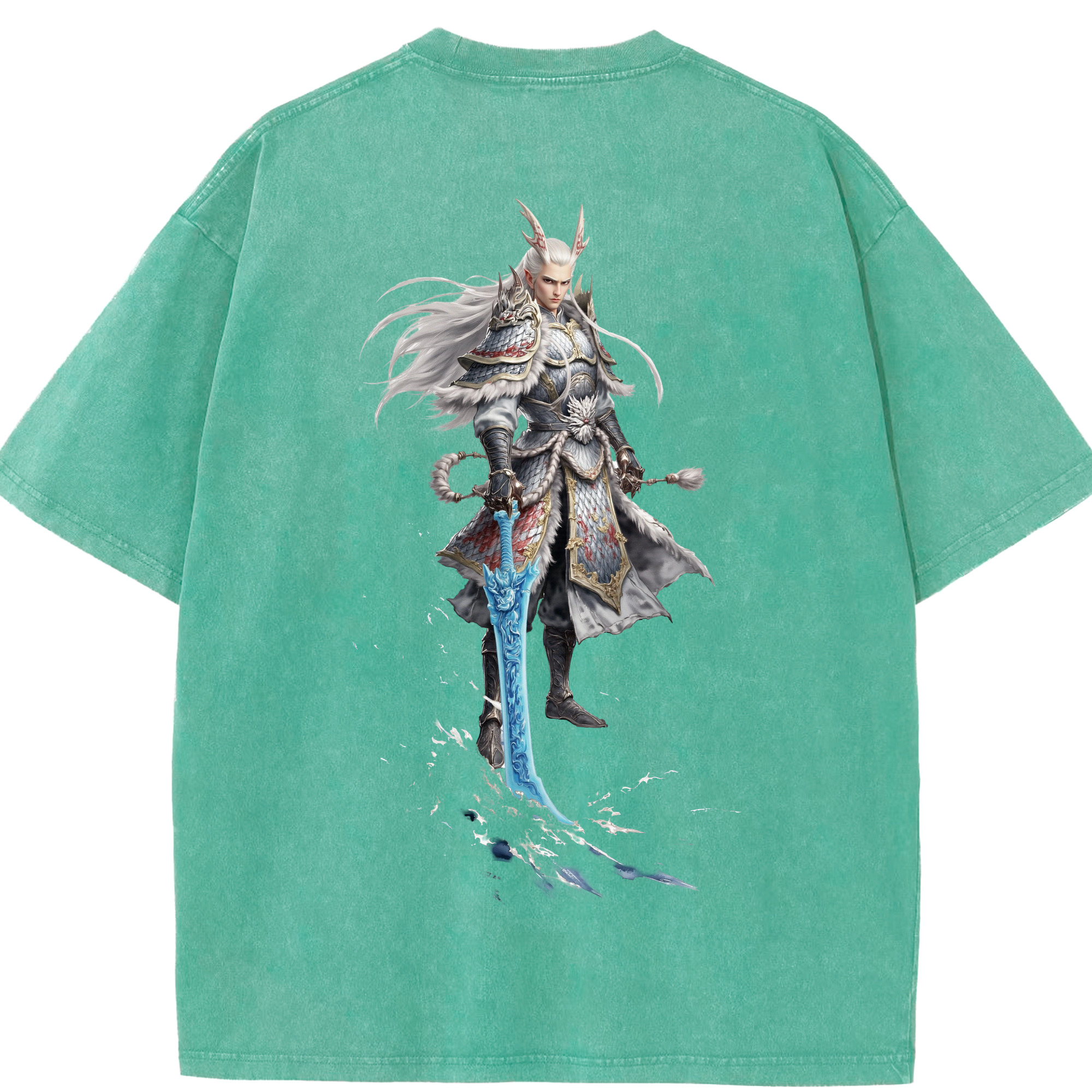 （画像用） Ne Zha 2 ナタ 魔童の大暴れ 綿100% ヴィンテージ風 半袖Tシャツ（背面プリント）